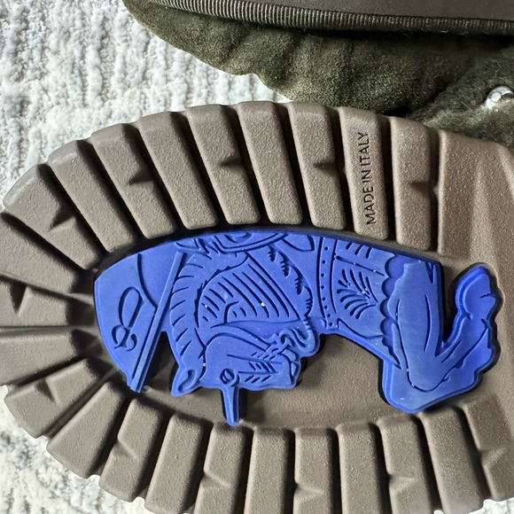 Burberry Olive Green Suede Fur-Lined Mules - Picture 3 of 7